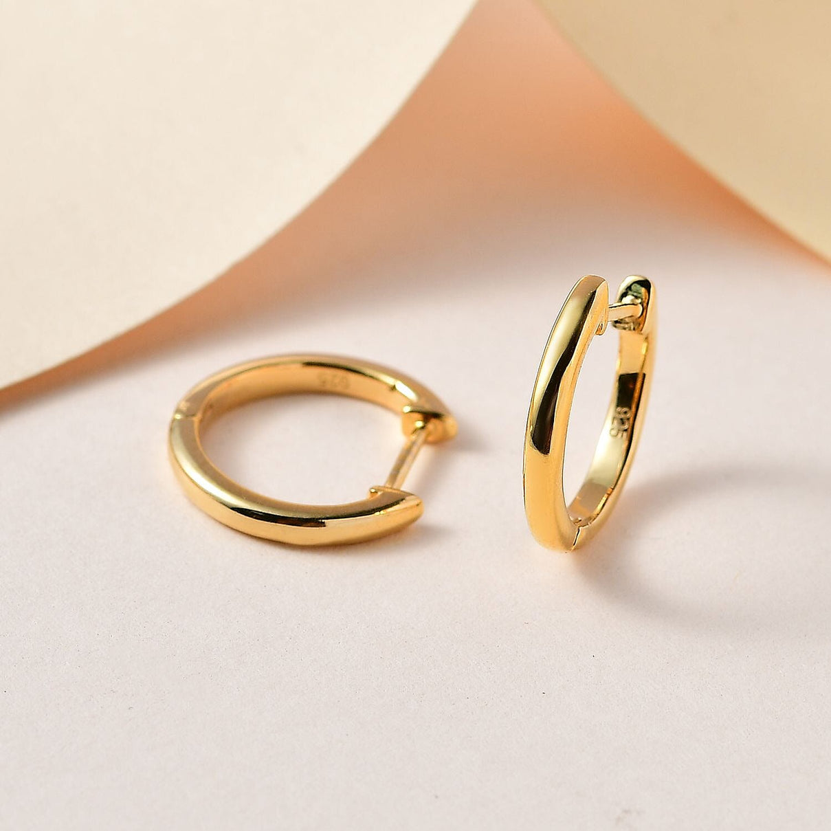 18K YG Vermeil Sterling Silver J Hoop Half Hoop Earring 7508669 2