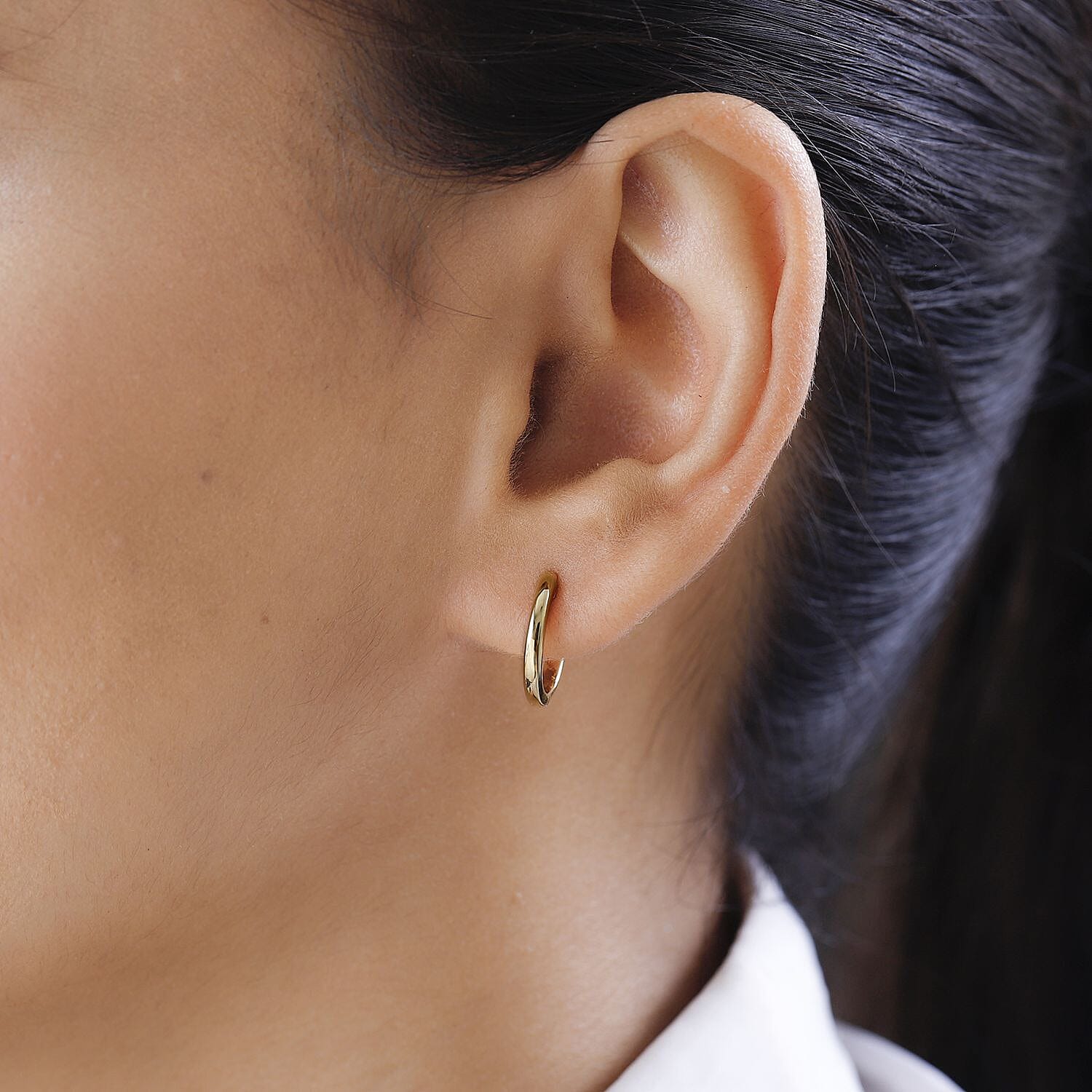 18K YG Vermeil Sterling Silver J Hoop Half Hoop Earring 7508669 3