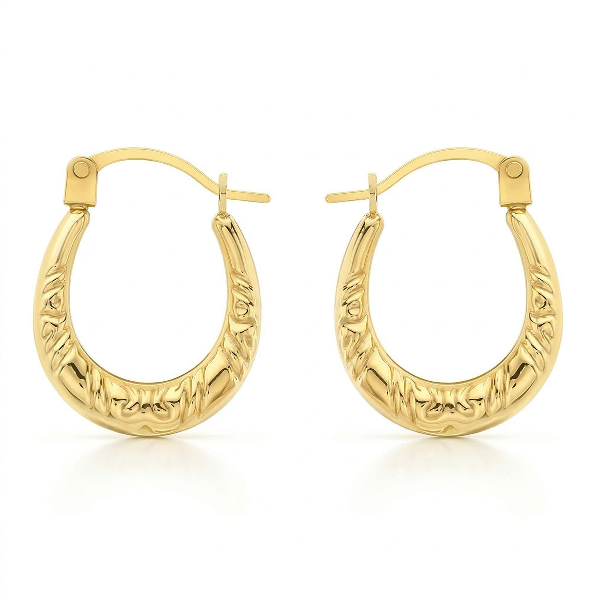 ILIANA 18K Yellow Gold 12mm x 15mm Patterned Creole Earrings 7343030 0