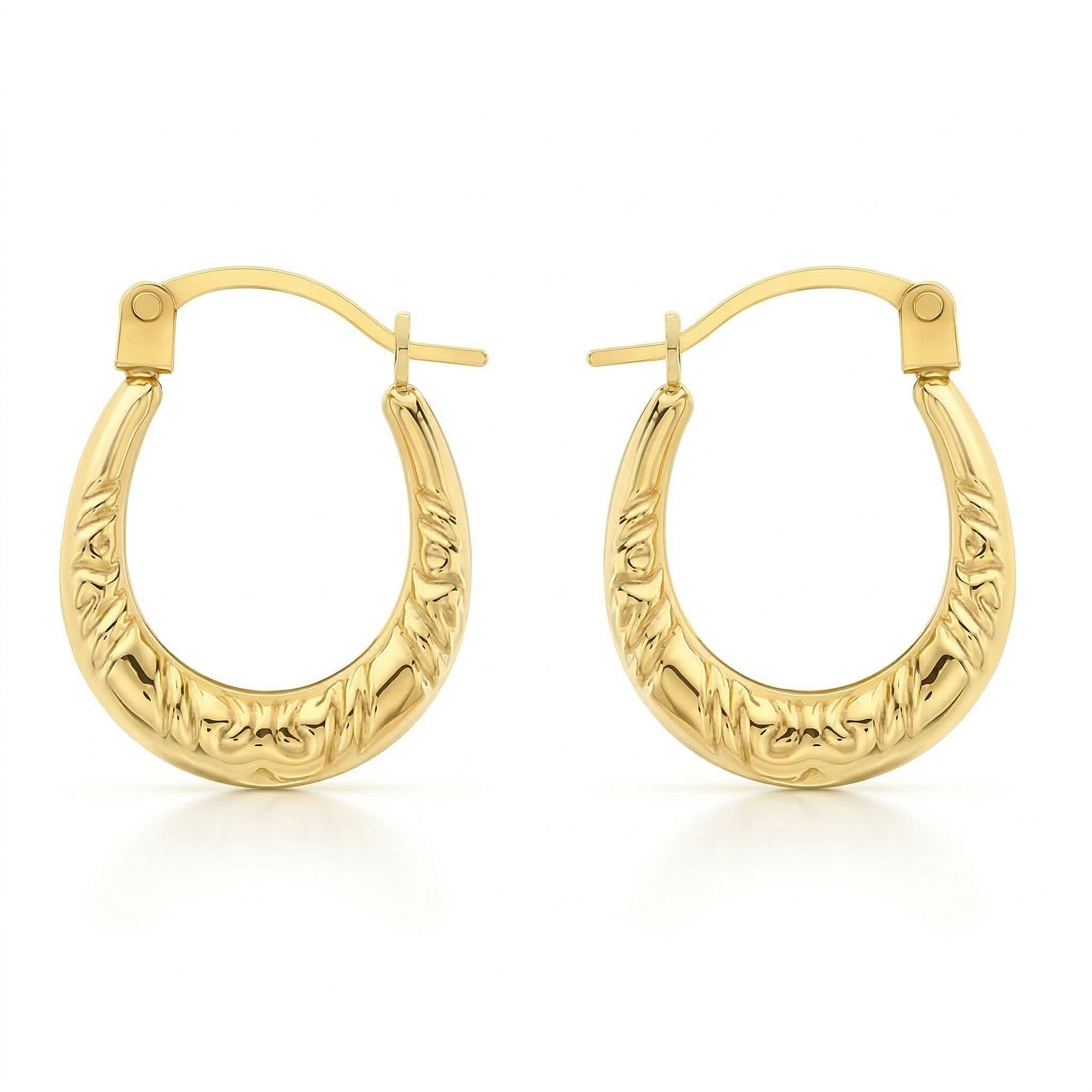 ILIANA 18K Yellow Gold 12mm x 15mm Patterned Creole Earrings 7343030 0