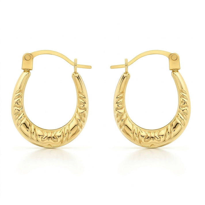 ILIANA 18K Yellow Gold 12mm x 15mm Patterned Creole Earrings 7343030 1