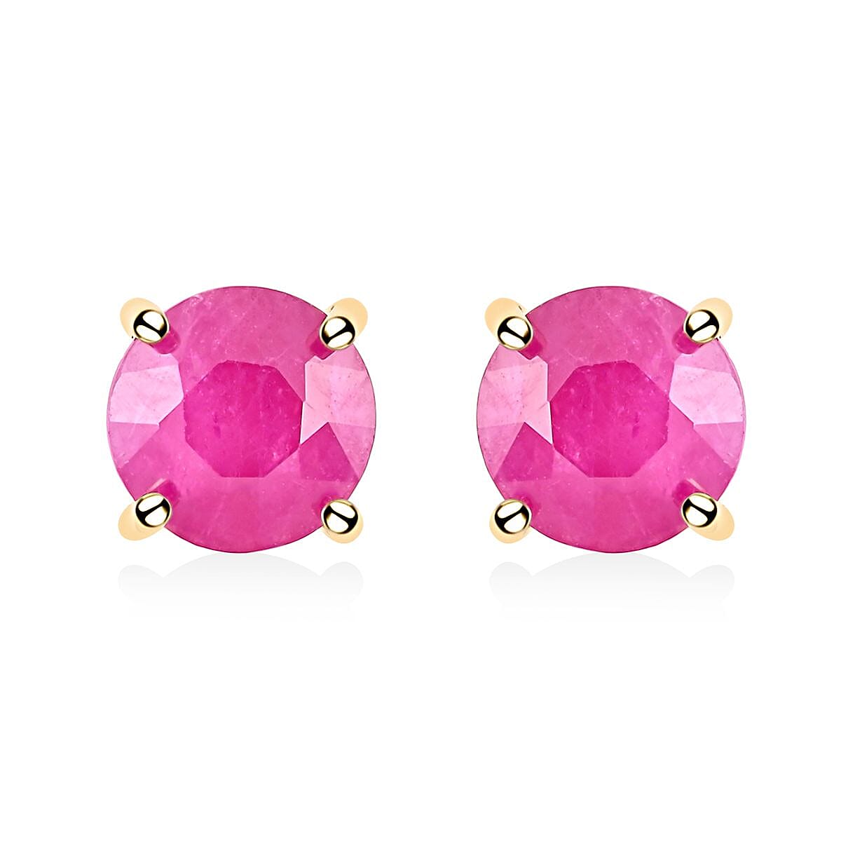 ILIANA-Natural AAA Montepuez Mozambique Ruby Stud Earrings in 18K Yellow Gold 7275739 0