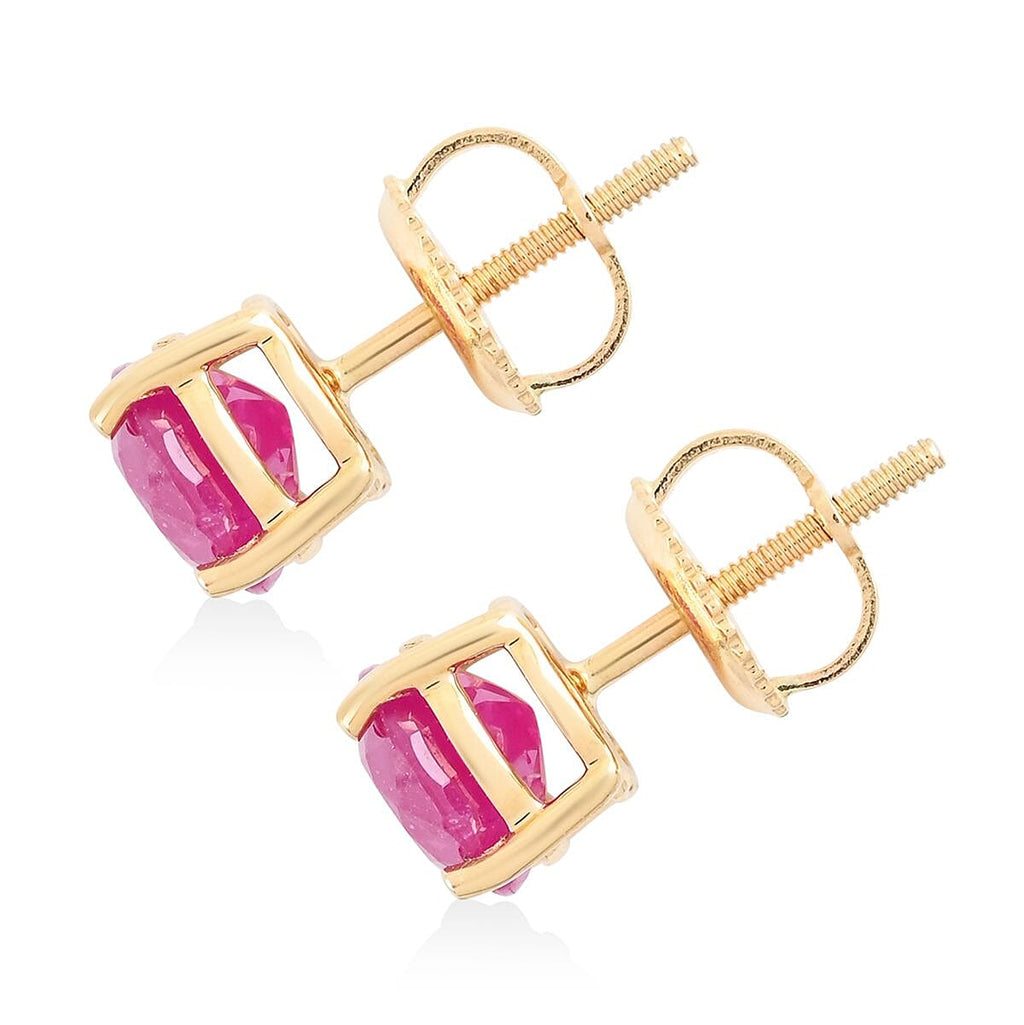 ILIANA-18K Yellow Gold Natural AAA Montepuez Mozambique Ruby Stud Earrings  2.00 Ct.
