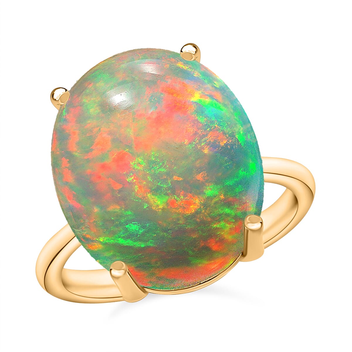18K Yellow Gold AAA Ethiopian Opal Solitaire Ring in Gold Wt. 5.5 grams, 5 Ct 7717664 0