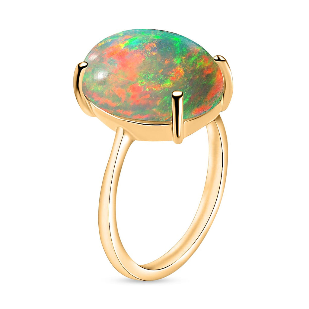 18K Yellow Gold  AAA  Ethiopian Opal Solitaire Ring 5.00 ct,  Gold Wt. 5.5 Gms  5.000  Ct.