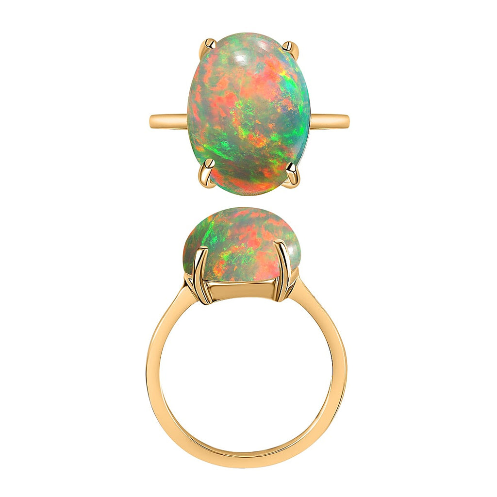 18K Yellow Gold  AAA  Ethiopian Opal Solitaire Ring 5.00 ct,  Gold Wt. 5.5 Gms  5.000  Ct.