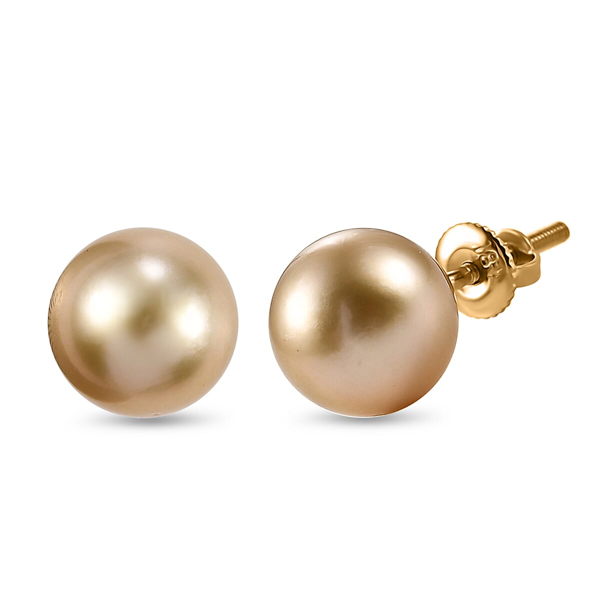 ILIANA- 18K Yellow Gold AAA Golden South Sea Pearl (8mm to 9mm) Earring With Screw Back 8017156 0