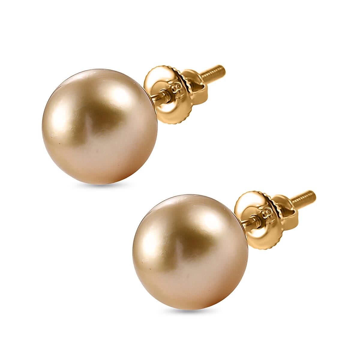 ILIANA- 18K Yellow Gold AAA Golden South Sea Pearl (8mm to 9mm) Earring With Screw Back 8017156 4