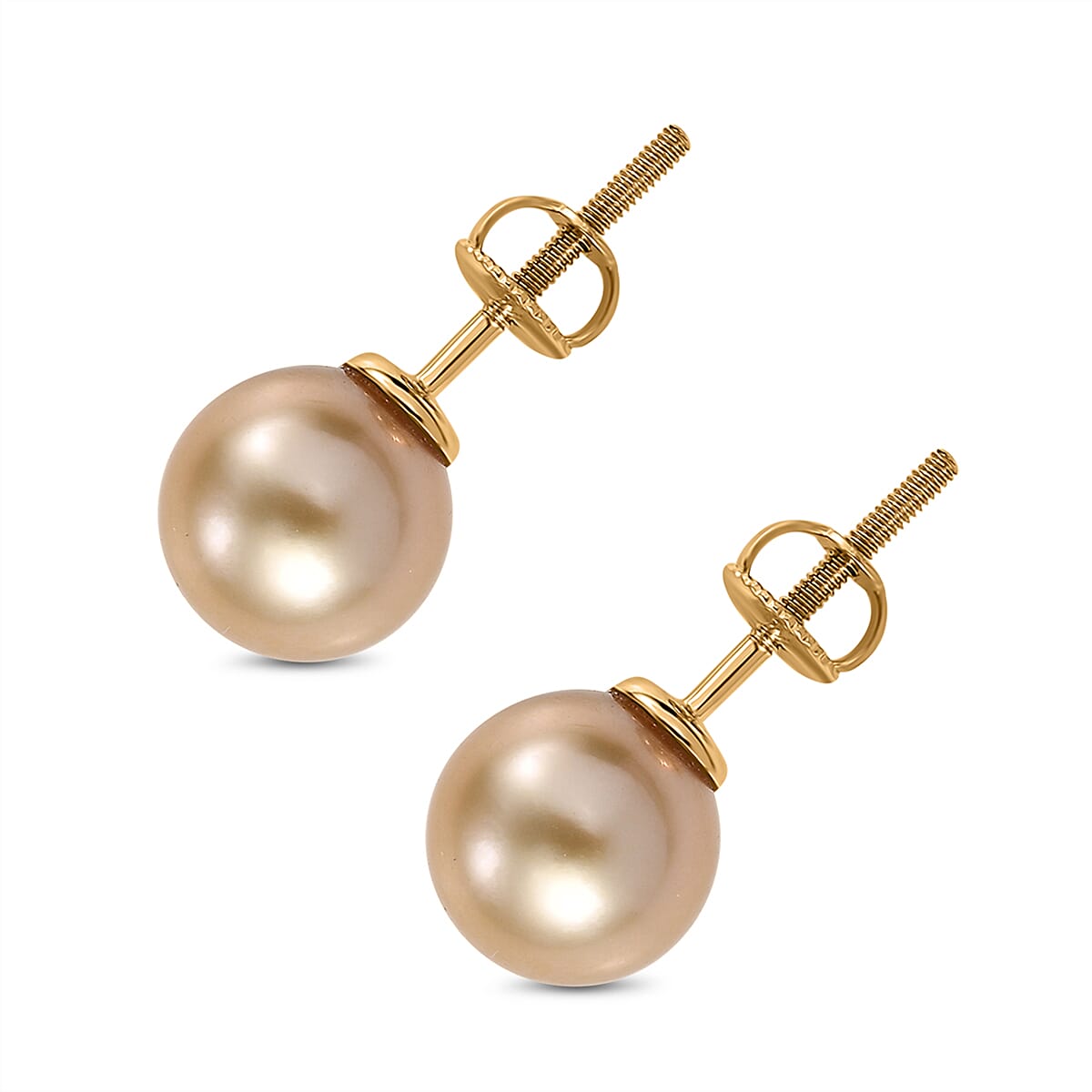 ILIANA- 18K Yellow Gold AAA Golden South Sea Pearl (8mm to 9mm) Earring With Screw Back 8017156 5