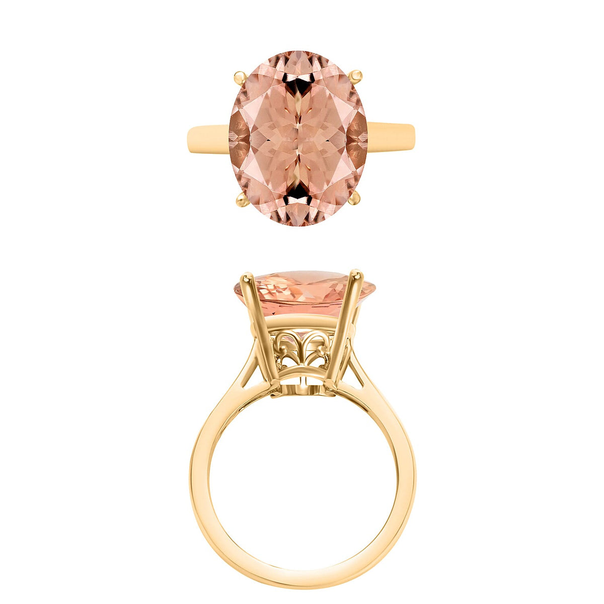 18K Yellow Gold AAA Morganite Solitaire Ring in Gold Wt. 5.5 grams, 4.40 Ct 7718877 3