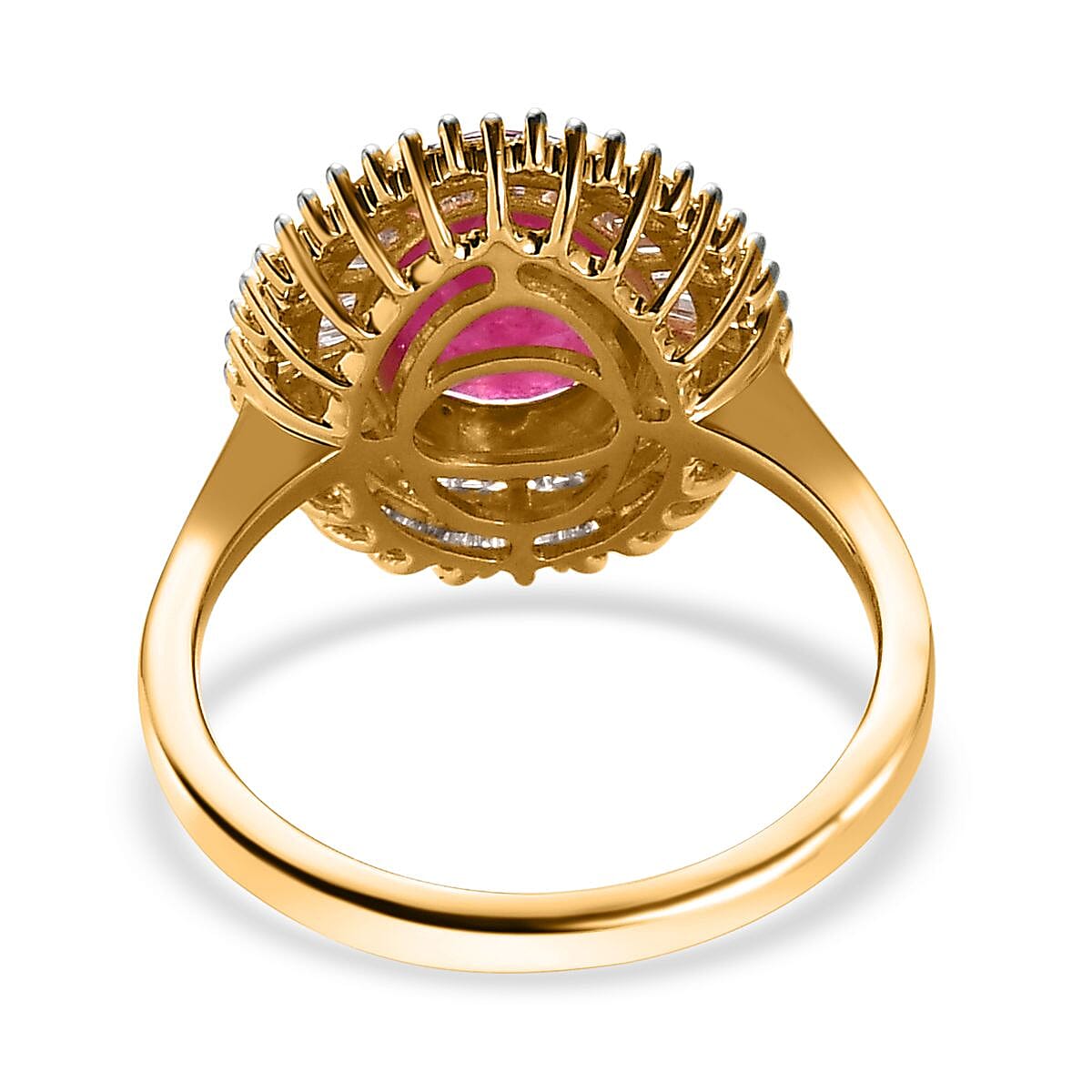 18K Yellow Gold Natural AAAA Mozambique Ruby and Diamond (SI/G-H) Halo Engagement Ring 2.54 Ct 7545350 5