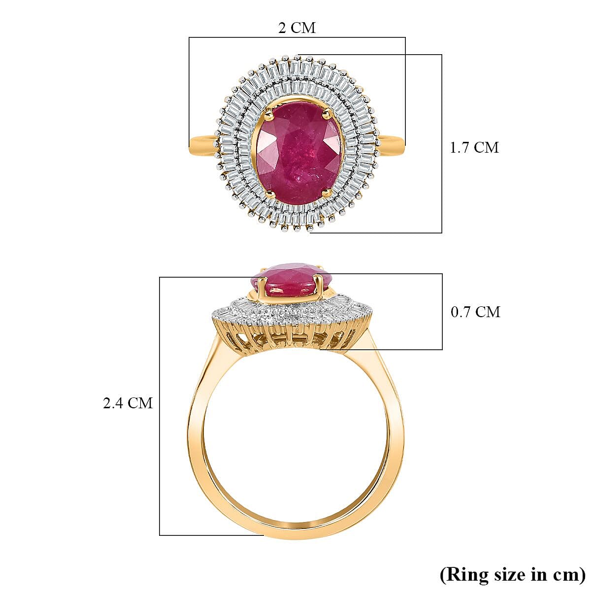 18K Yellow Gold Natural AAAA Mozambique Ruby and Diamond (SI/G-H) Halo Engagement Ring 2.54 Ct 7545350 6