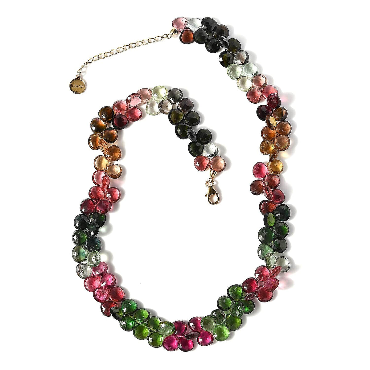 Certified &amp; Appraised 210 Ct AAA Multi-Tourmaline Necklace (Size - 18) with Lobster Clasp in 18K Yellow Gold 7690557 0