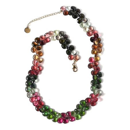 Certified &amp; Appraised 210 Ct AAA Multi-Tourmaline Necklace (Size - 18) with Lobster Clasp in 18K Yellow Gold 7690557 1
