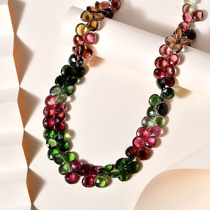 Certified &amp; Appraised 210 Ct AAA Multi-Tourmaline Necklace (Size - 18) with Lobster Clasp in 18K Yellow Gold 7690557 2