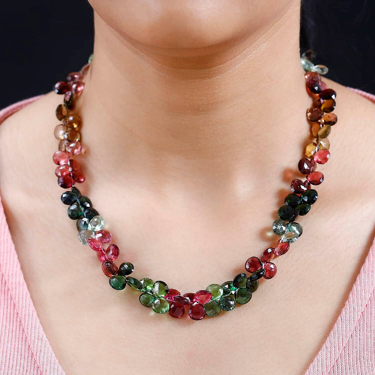 Certified &amp; Appraised 210 Ct AAA Multi-Tourmaline Necklace (Size - 18) with Lobster Clasp in 18K Yellow Gold 7690557 3