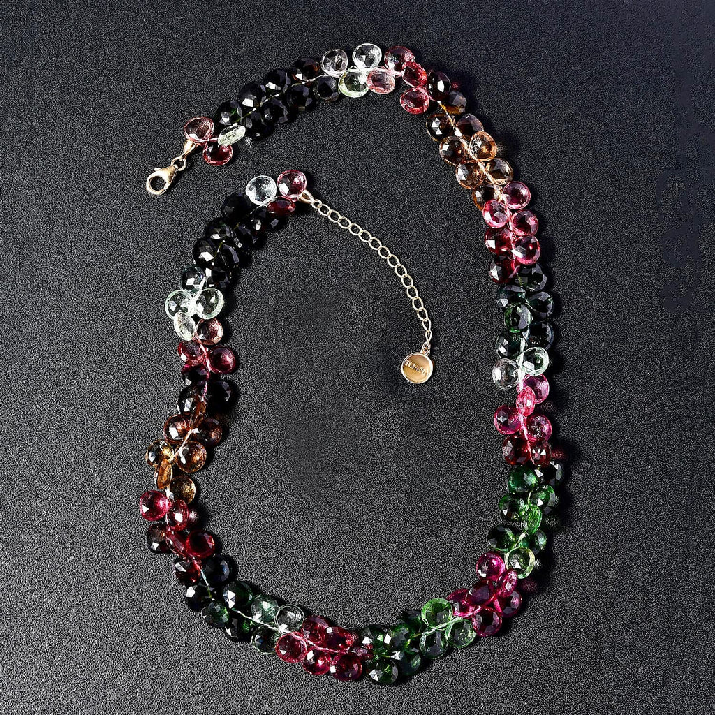 18K Yellow Gold  AAA   Multi-Tourmaline  Necklace (Size - 18) 210.00 ct,  Gold Wt. 2.26 Gms  210.000  Ct.