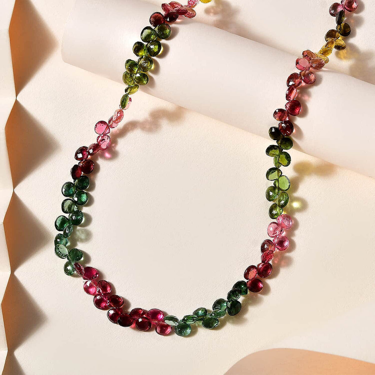 Certified &amp; Appraised 60 Ct. AAA Multi-Tourmaline Necklace (Size - 18) with Lobster Clasp in 18K Yellow Gold 7690538 2