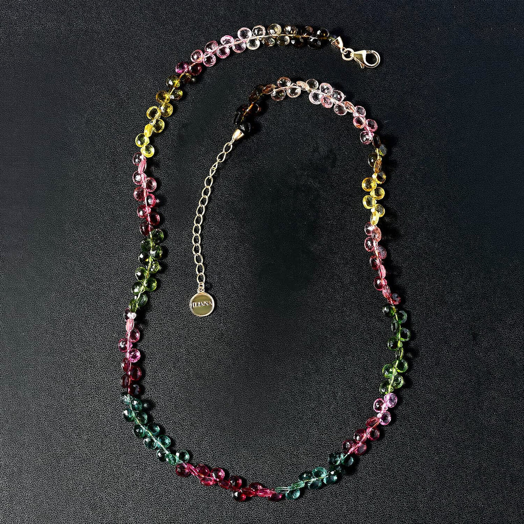 18K Yellow Gold  AAA   Multi-Tourmaline  Necklace (Size - 18) 60.00 ct,  Gold Wt. 2.26 Gms  60.000  Ct.