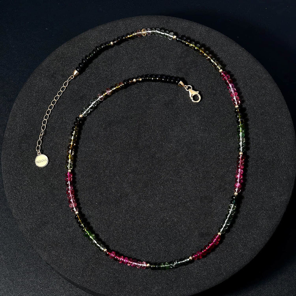 18K Yellow Gold  AAA   Multi-Tourmaline  Necklace (Size - 18) 78.10 ct,  Gold Wt. 2.88 Gms  78.100  Ct.