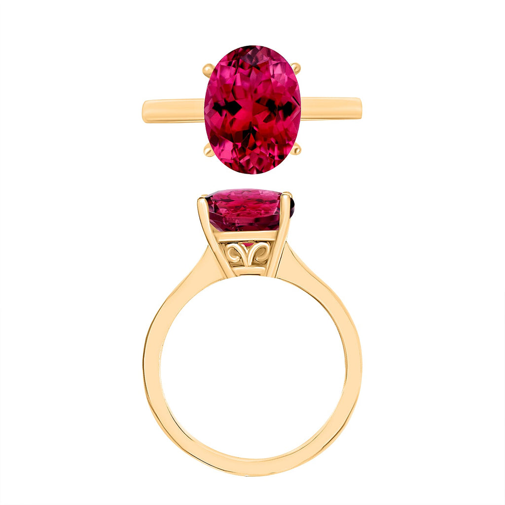 18K Yellow Gold  AAA   Rubellite  Solitaire Ring 2.53 ct,  Gold Wt. 5.5 Gms  2.530  Ct.