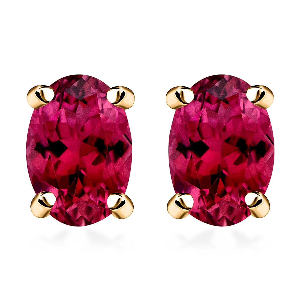 18K Yellow Gold AAA Rubellite Solitaire Stud Earrings 1.30 ct. 8000531 0