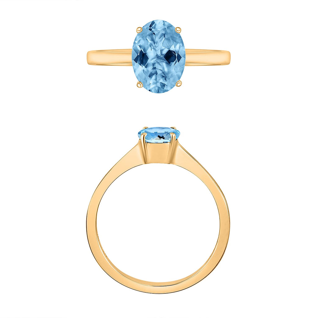 18K Yellow Gold  AAA  Santamaria Aquamarine Ring 1.30 ct,  Gold Wt. 5.5 Gms  1.300  Ct.