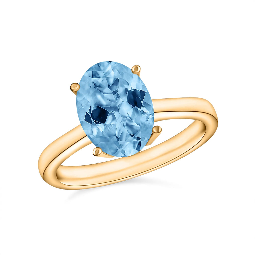 18K Yellow Gold  AAA  Santamaria Aquamarine Solitaire Ring 1.80 ct,  Gold Wt. 5.5 Gms  1.800  Ct.