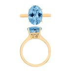 18K Yellow Gold  AAA  Santamaria Aquamarine Solitaire Ring 5.05 ct,  Gold Wt. 5.5 Gms  5.050  Ct.