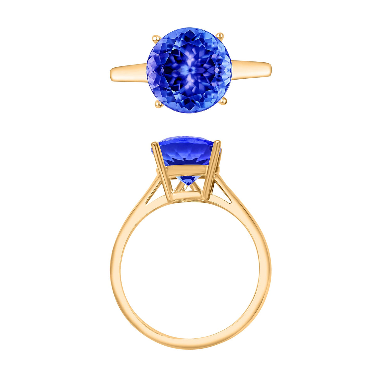18K Yellow Gold AAA Tanzanite Solitaire Ring, 3.70 Ct 8009934 3