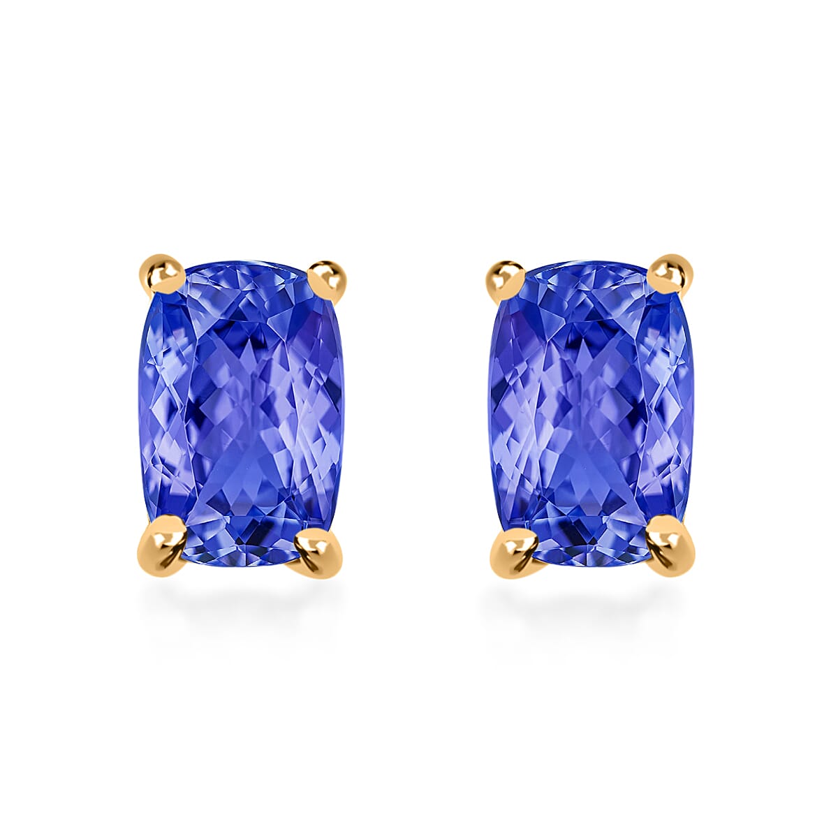 18K Yellow Gold AAA Tanzanite Solitaire Stud Push Post Earrings 1.00 ct. 8000461 0