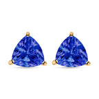 18K Yellow Gold  AAA   Tanzanite  Solitaire Stud Push Post Earring 1.60 ct,  Gold Wt. 0.8 Gms  1.600  Ct.
