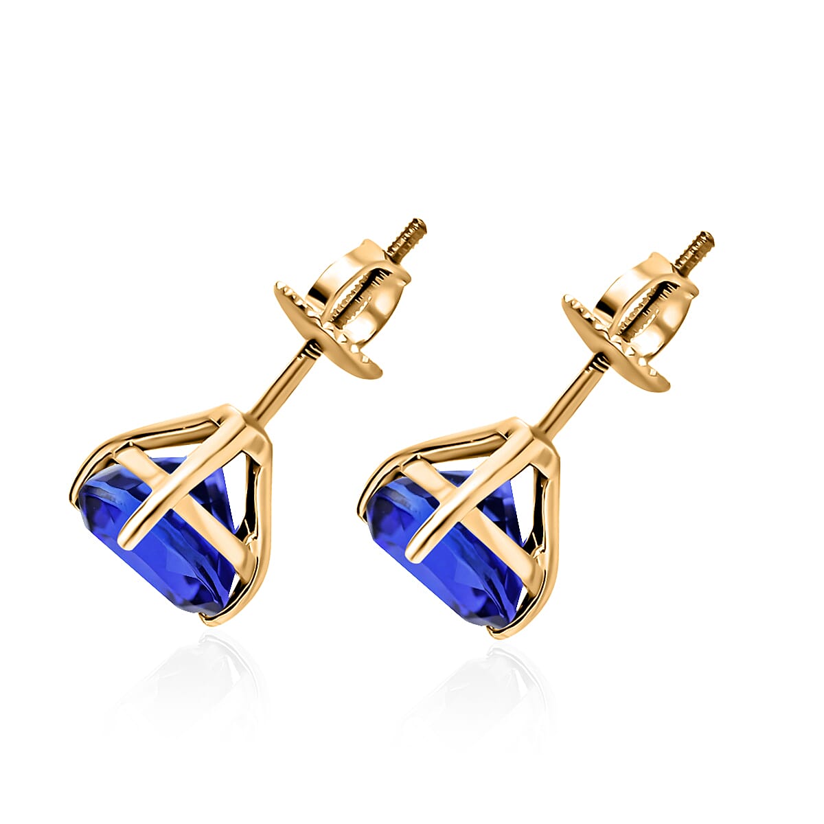 18K Yellow Gold AAA Tanzanite Solitaire Stud Earrings, 1.60 Ct 8000431 2