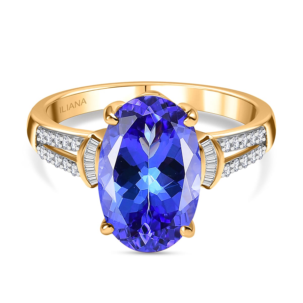 18K Yellow Gold AAA Tanzanite and White Diamond Ring 7884709 0