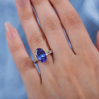 ILIANA-18K Yellow Gold  AAA Tanzanite,White Diamond GH,SI  Ring  4.57 Ct