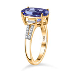 ILIANA-18K Yellow Gold  AAA Tanzanite,White Diamond GH,SI  Ring  4.57 Ct