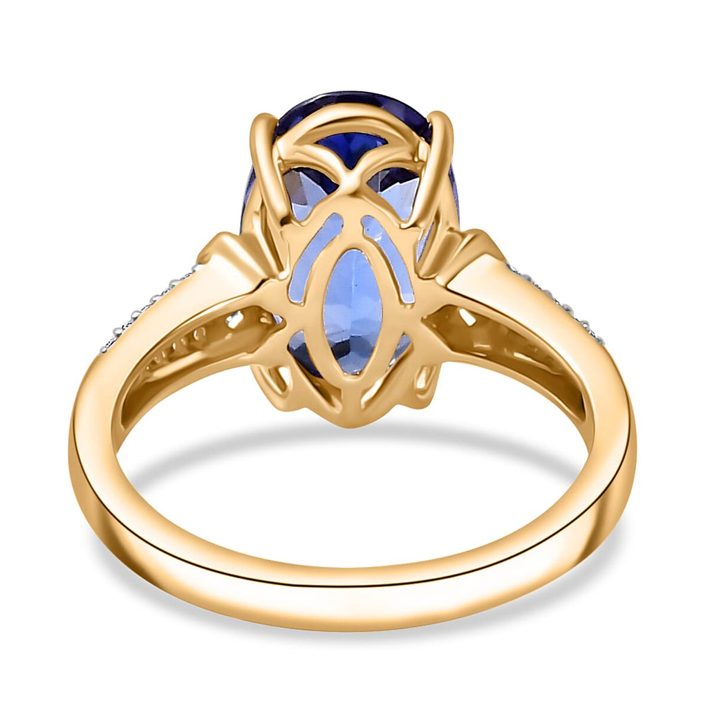 ILIANA-18K Yellow Gold  AAA Tanzanite,White Diamond GH,SI  Ring  4.57 Ct