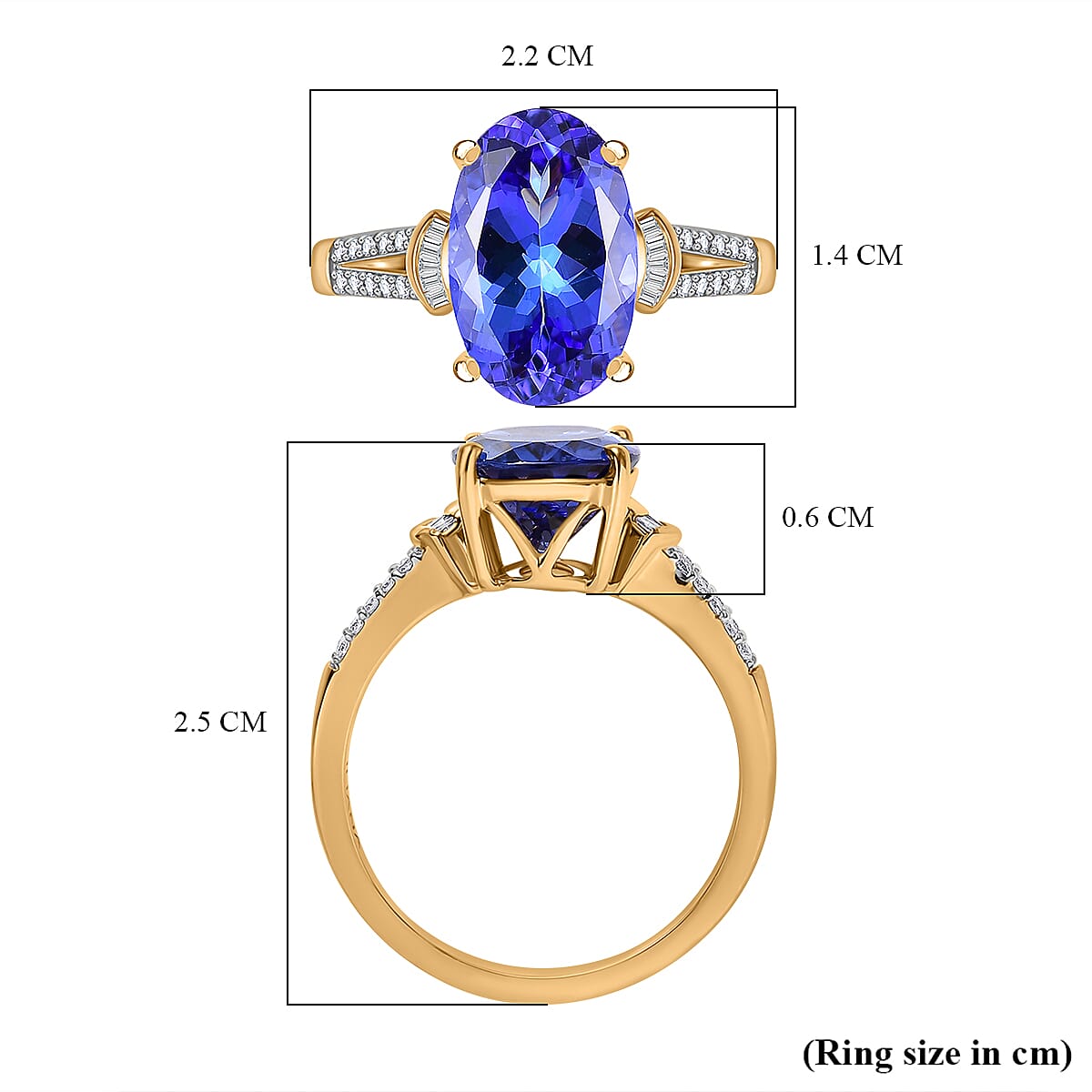 18K Yellow Gold AAA Tanzanite and White Diamond Ring 7884709 6