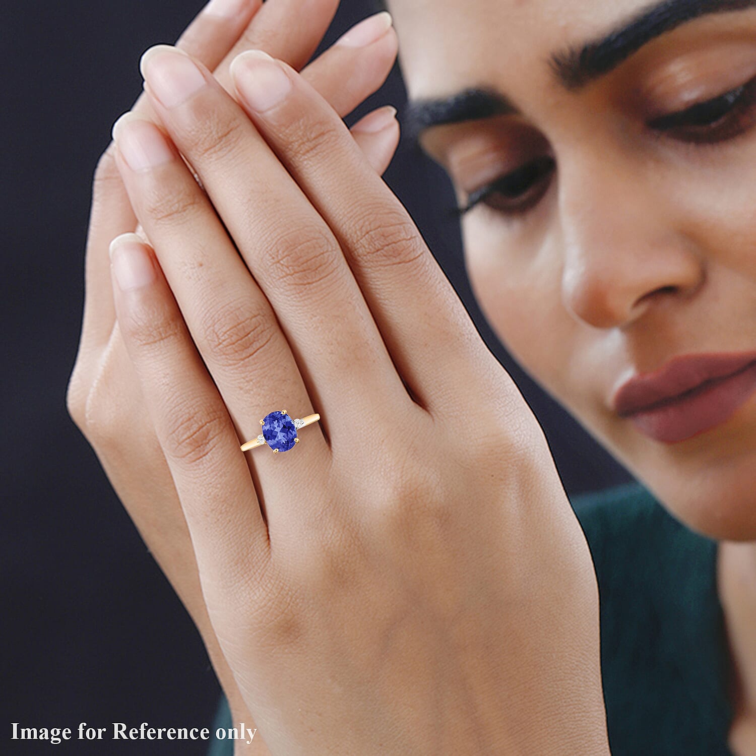 18K Yellow Gold AAA Tanzanite and White Diamond SI Classic Solitaire Ring in Gold Wt. 5.5 grams, 2.10 Ct 8004304 1
