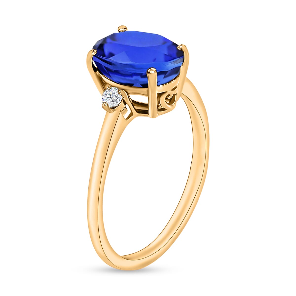 18K Yellow Gold AAA Tanzanite and White Diamond SI Classic Solitaire Ring in Gold Wt. 5.5 grams, 2.10 Ct 8004304 2