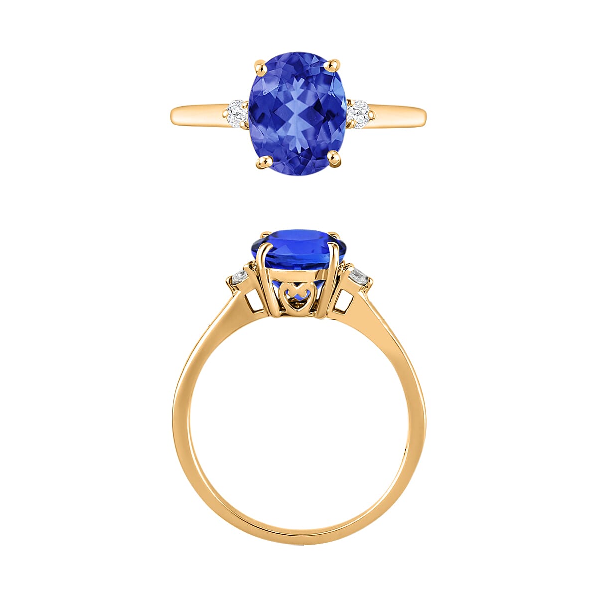 18K Yellow Gold AAA Tanzanite and White Diamond SI Classic Solitaire Ring in Gold Wt. 5.5 grams, 2.10 Ct 8004304 3