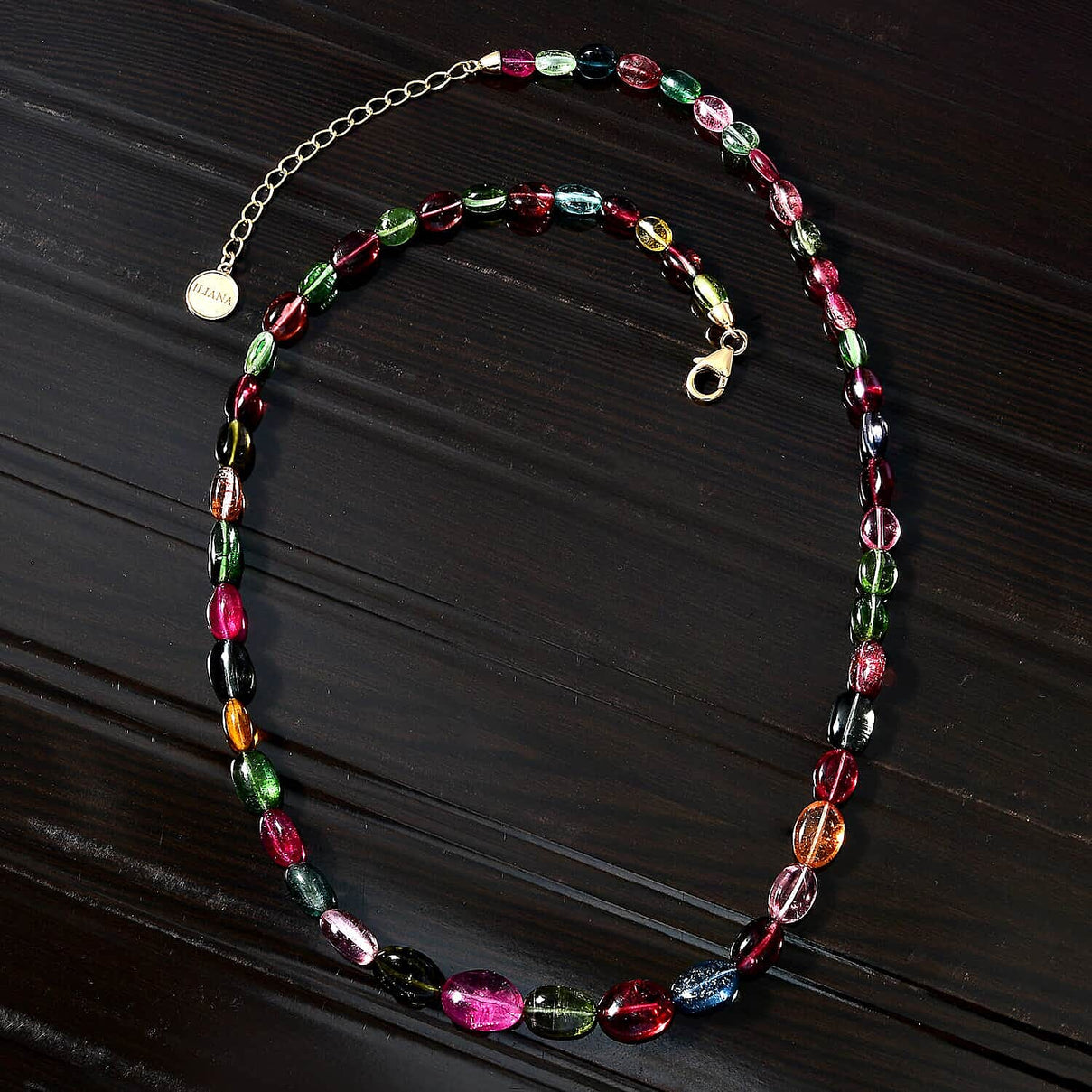 Certified &amp; Appraised 116.9 Ct. AAAA Multi-Tourmaline Necklace (Size - 18) with Lobster Clasp in 18K Yellow Gold 7669150 2