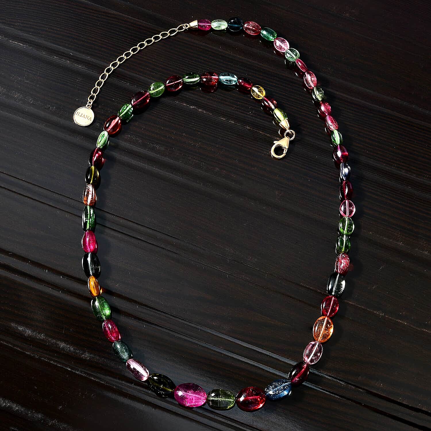 Certified &amp; Appraised 116.9 Ct. AAAA Multi-Tourmaline Necklace (Size - 18) with Lobster Clasp in 18K Yellow Gold 7669150 2