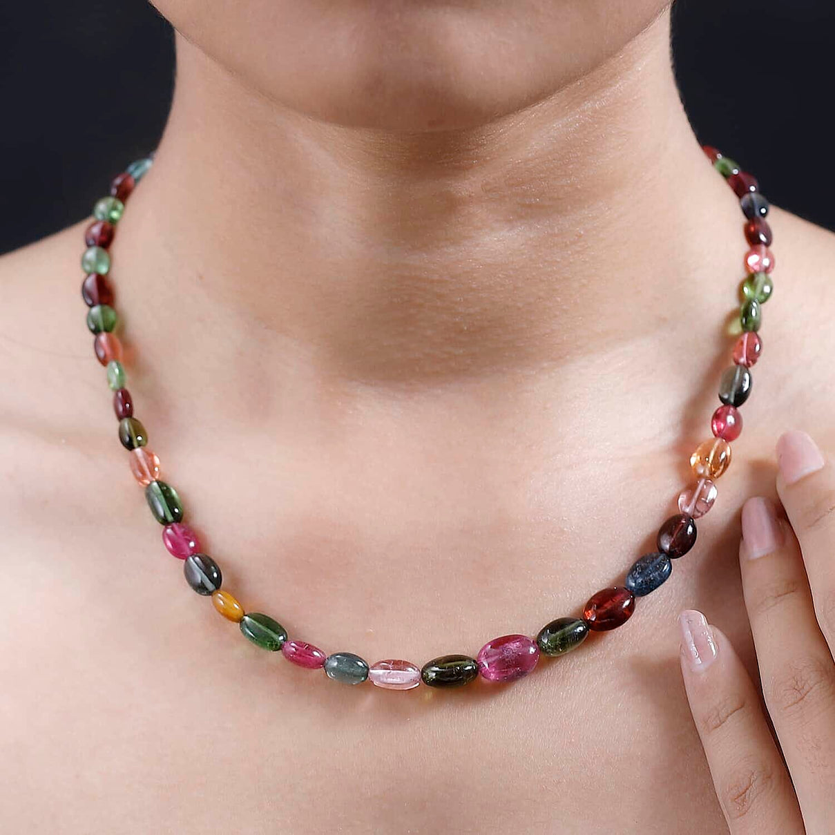 Certified &amp; Appraised 116.9 Ct. AAAA Multi-Tourmaline Necklace (Size - 18) with Lobster Clasp in 18K Yellow Gold 7669150 3