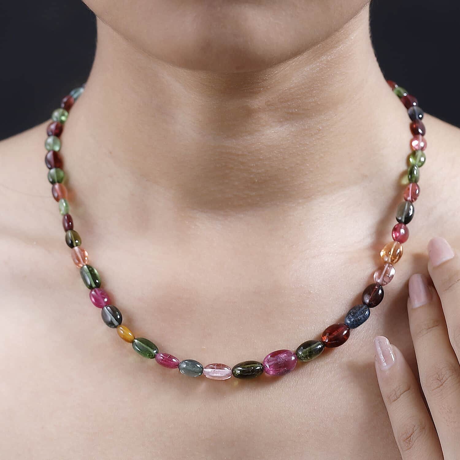 Certified &amp; Appraised 116.9 Ct. AAAA Multi-Tourmaline Necklace (Size - 18) with Lobster Clasp in 18K Yellow Gold 7669150 3