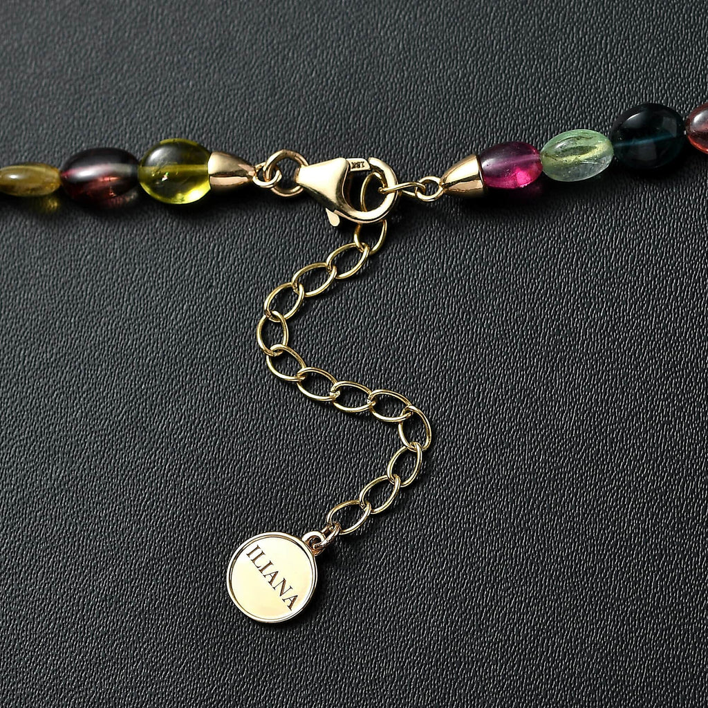 18K Yellow Gold  AAAA   Multi-Tourmaline  Necklace (Size - 18) 116.96 ct,  Gold Wt. 2.26 Gms  116.960  Ct.
