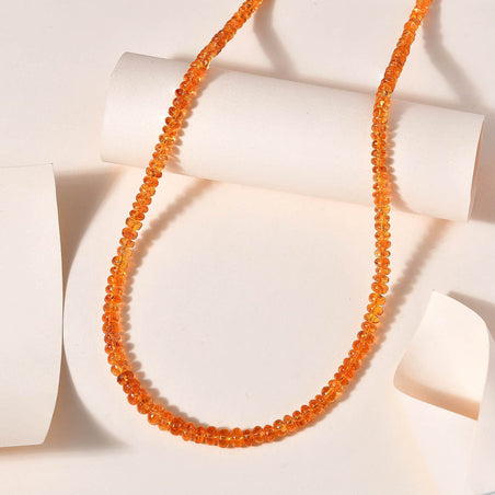 18K Yellow Gold AAAA Spessartine Garnet Necklace (Size - 18) with Lobster Clasp 97.55 Ct. 7669116 2