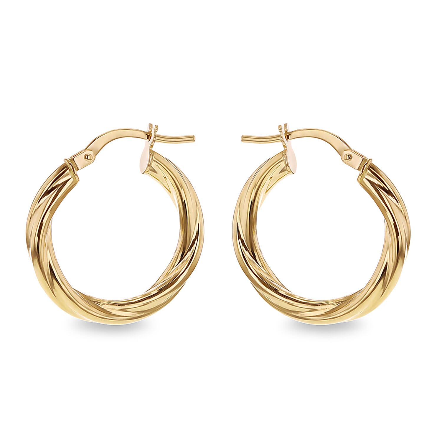 ILIANA 18K Yellow Gold 3mmx 20mm Hollow Twisted Tube Earring 7343027 0