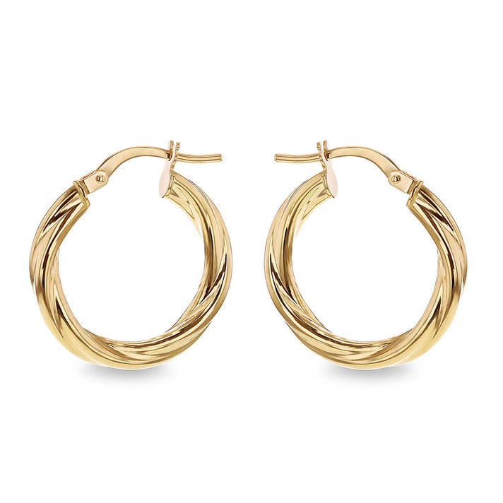 ILIANA 18K Yellow Gold 3mmx 20mm Hollow Twisted Tube Earring 7343027 1