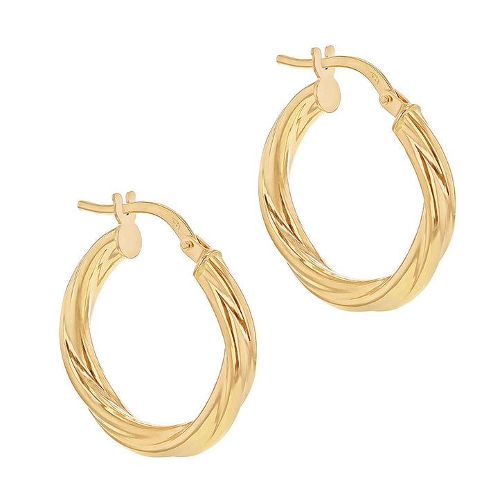 ILIANA 18K Yellow Gold 3mmx 20mm Hollow Twisted Tube Earring 7343027 2